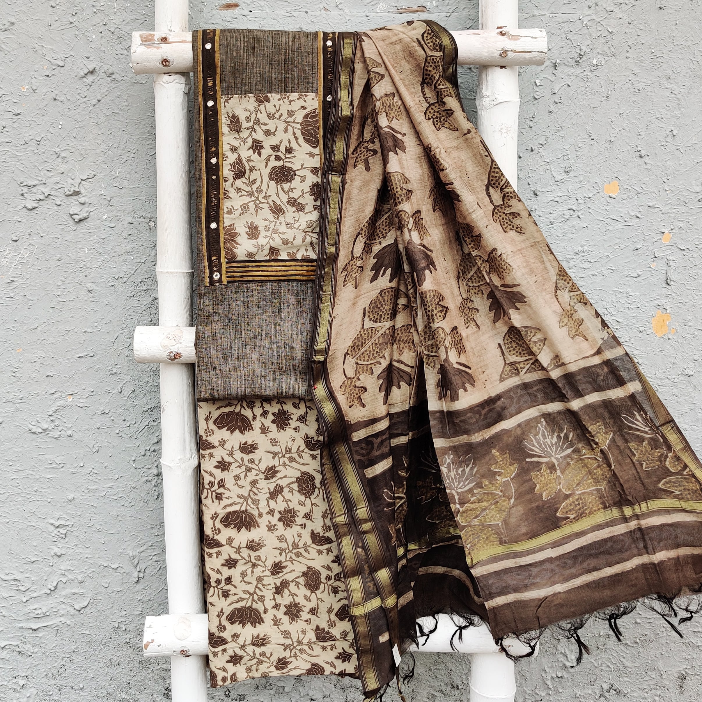Light Yellow - Vanaspati Hand Block Printed Cotton Straight Kurta