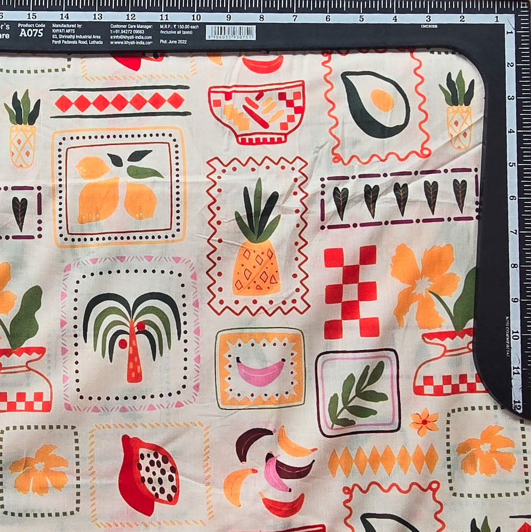 Pure Cotton Digital Screen Print White With Paradiso Pattern Fabric ...