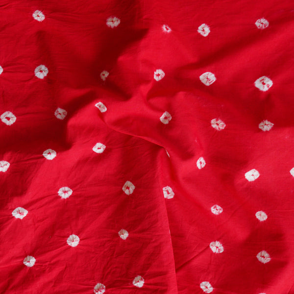 ( Precut 2.40 Meter ) Pure Cotton Bandani Red With White  tie And Dye Fabric