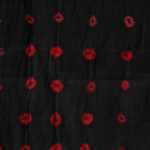 ( Precut 2.40 Meter ) Pure Cotton Bandani Black With Red Tie And Dye Fabric