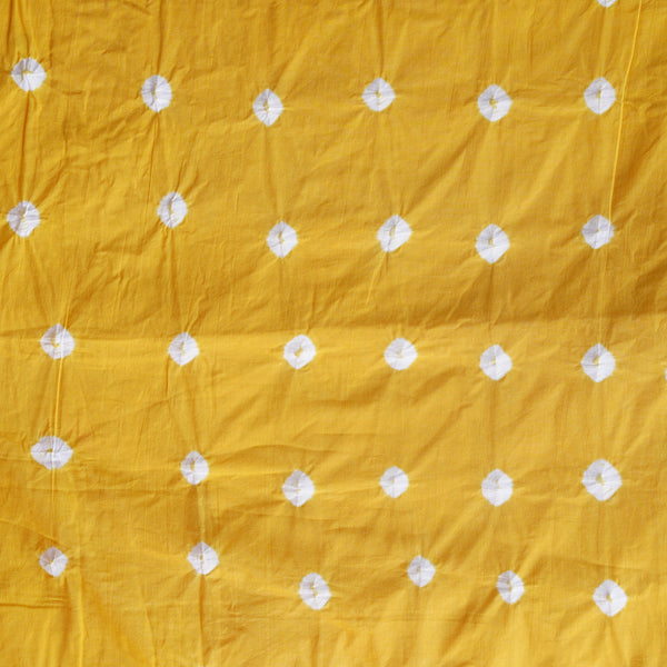 ( Precut 2.30 Meter ) Pure Cotton Bandani Yellow With White tie And Dye Fabric