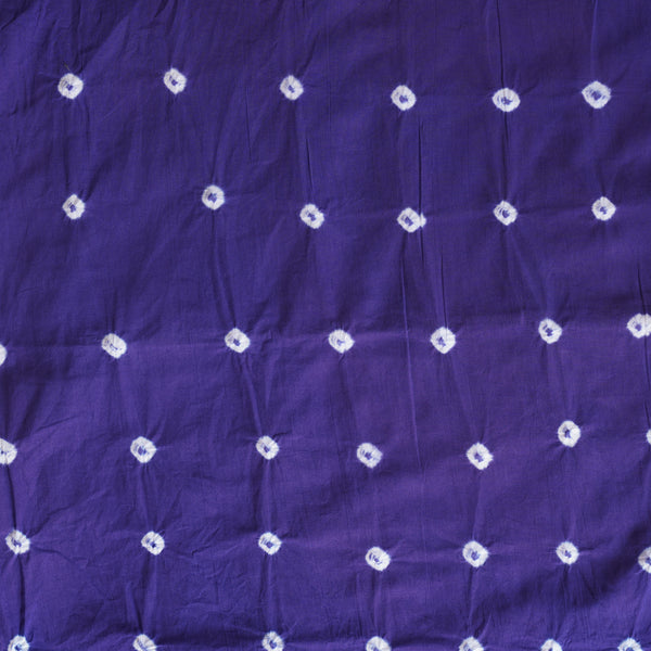 ( Precut 2.50 Meter ) Pure Cotton Bandani Purple With White tie And Dye Fabric