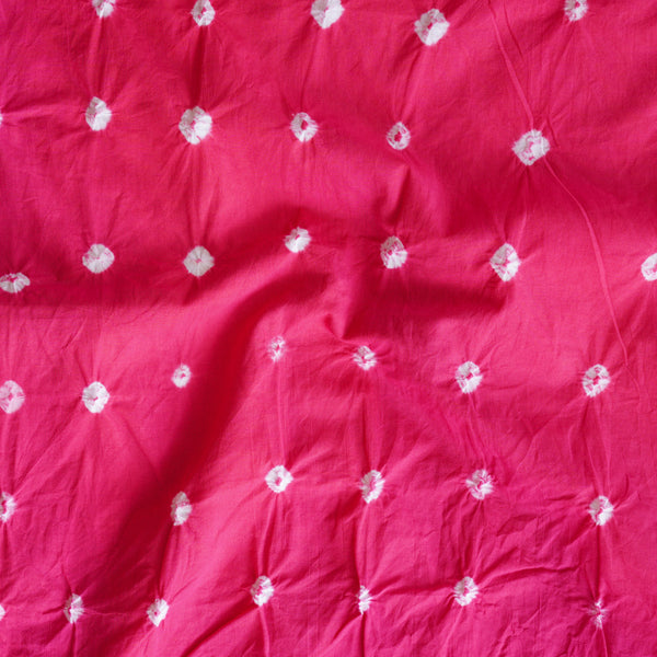 ( Precut 2.35 Meter ) Pure Cotton Bandani Pink With White tie And Dye Fabric