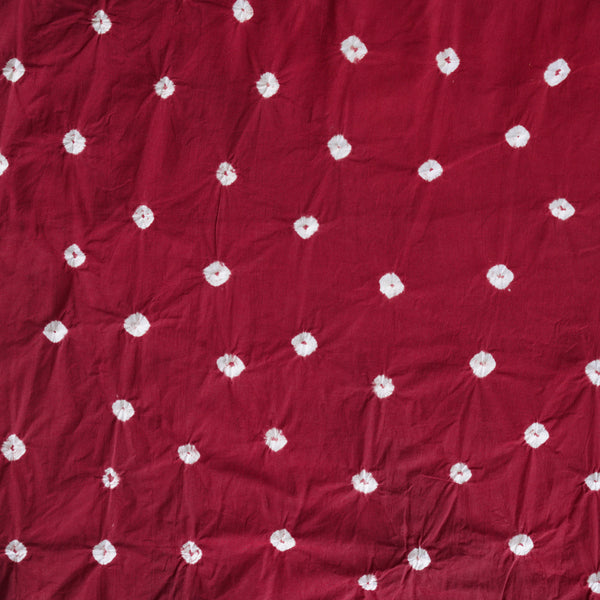 ( Precut 2.40 Meter ) Pure Cotton Bandani Maroon  With White Tie And Dye Fabric