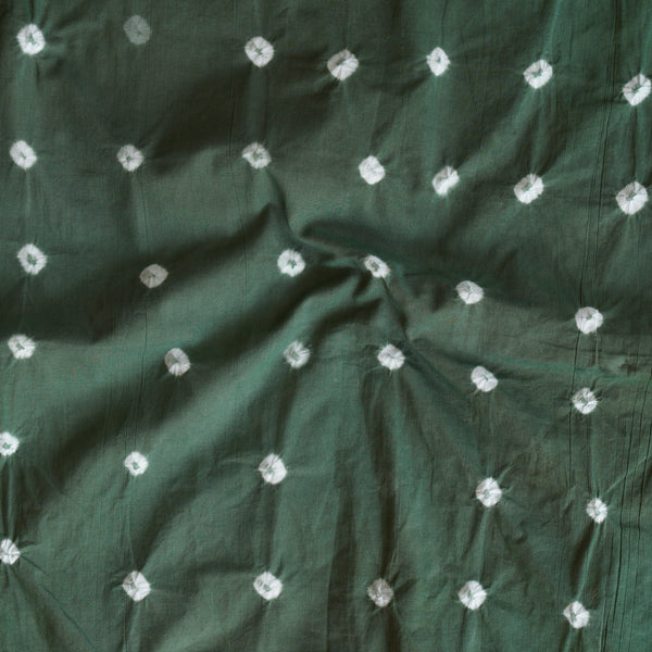 ( Precut 2.40 Meter ) Pure Cotton Bandani Rust Green With White tie And Dye Fabric
