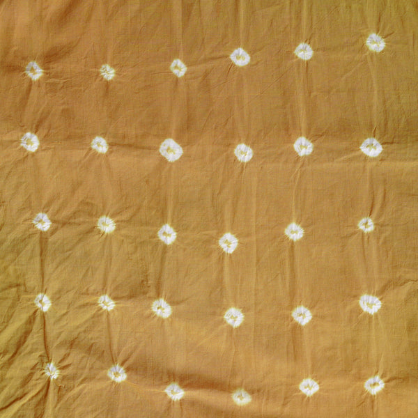 ( Precut 2.50 Meter ) Pure Cotton Bandani ochre light  With White  tie And Dye Fabric