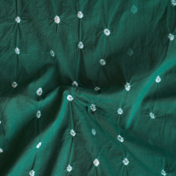 ( Precut 2.40 Meter ) Pure Cotton Bandani Dark Green  With White Tie And Dye Fabric