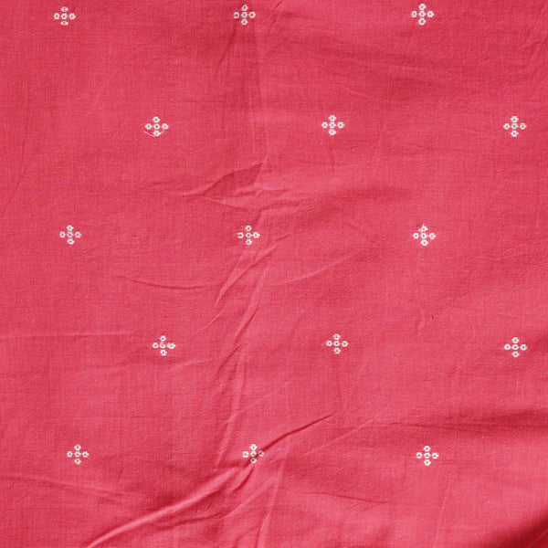 Pure Cotton Handloom  Dark Peach Motif Woven Fabric