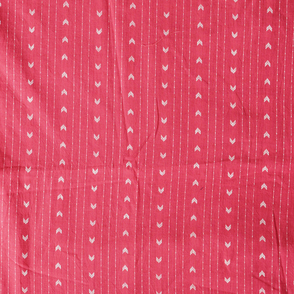 Pure Cotton Handloom Dark Peach  With  Design Stripes Woven Fabric