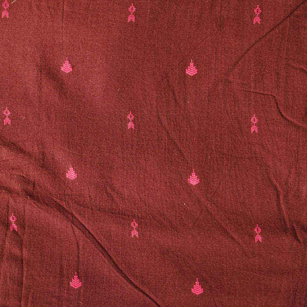 Pure Cotton Handloom Dark  dark brown  With Motif  Woven Fabric