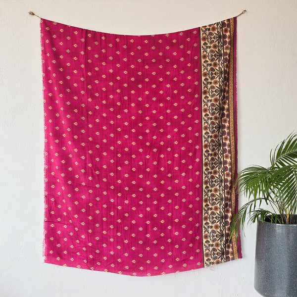 SUVIDHA -Muslin Kalamkari Digital Print Pink With Flower Motif Border  Pre-Design Fabric