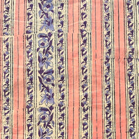 Pure Cotton Jaipuri Peach With Purple Border Design Stripes Hand Block Print Fabric