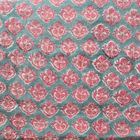 Pure Cotton Jaipuri Grey With Peach Design Motif Hand Block Print Fabric