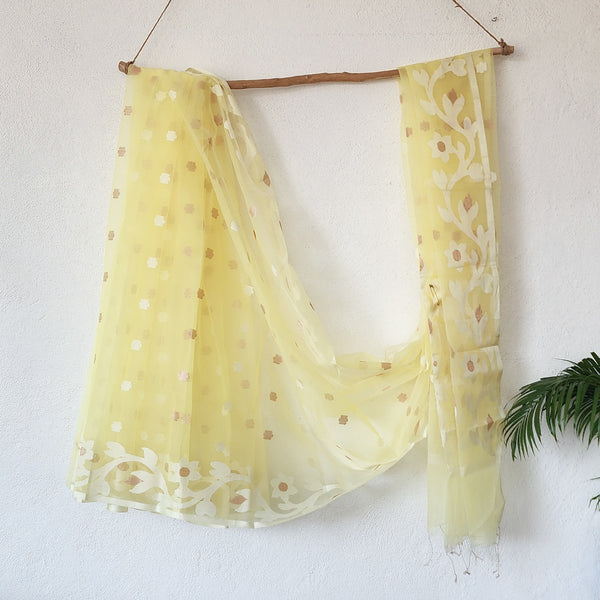 MONIKA - Organza Yellow With Flower Jaal Saree