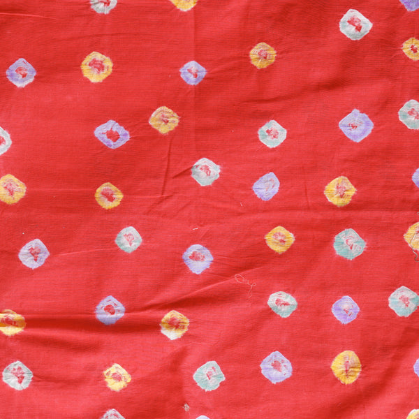 ( Precut 1.50 Meter )Pure Cotton Bandani Red With tie And Dye Fabric
