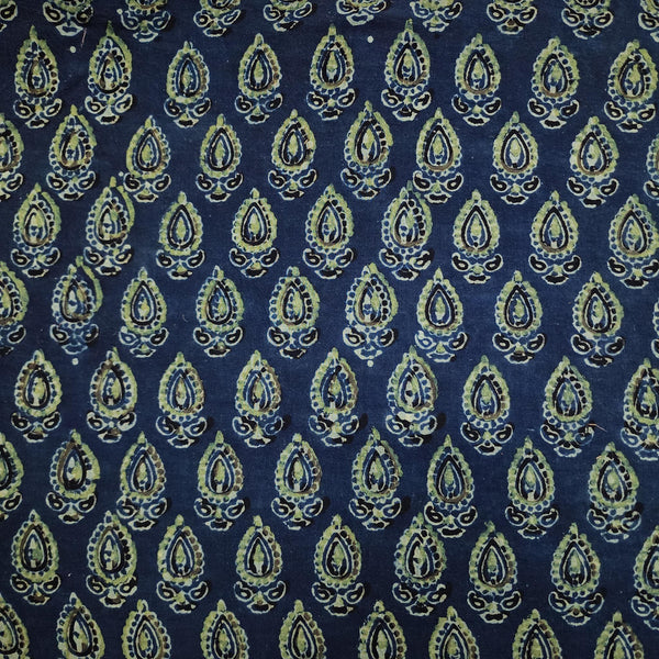 (Per-Cut 1.70 meter) Pure Cotton Special Ikkat Dark Purple With Cream Red Tree Woven Fabric