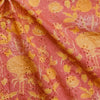 ( Width 44 Inches ) Pure Cotton Hakoba Orange With Mustard Intricate Design Screen Print Fabric