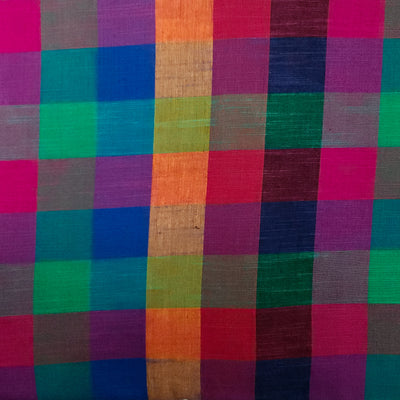 ( Pre-Cut 0.80 Meter ) Pure Cotton Handloom Dark Pink Shades Checks Hand Woven Fabric