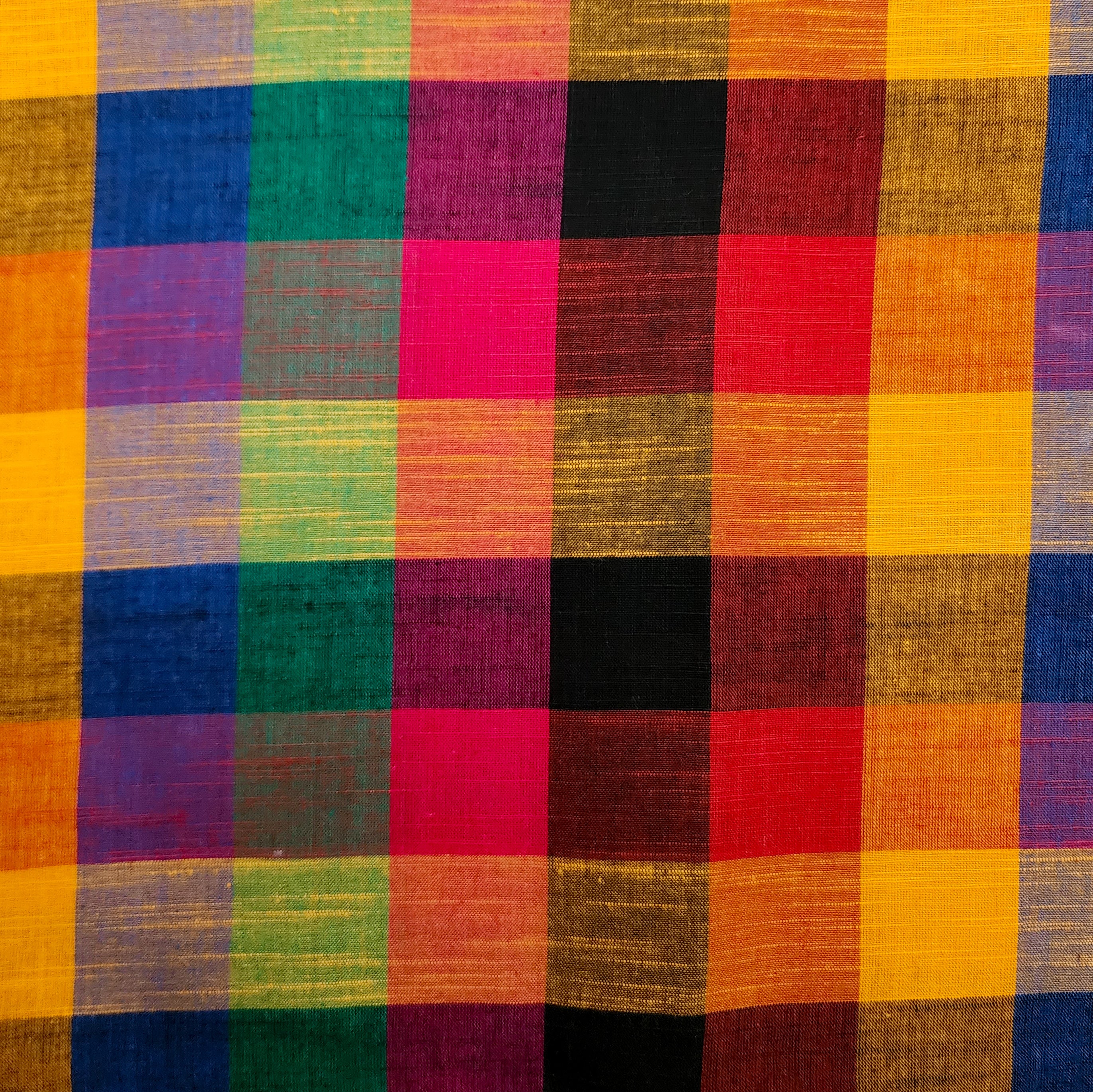 Pure Cotton Handloom Different Shades Of Colour Checks Hand Woven Fabr ...
