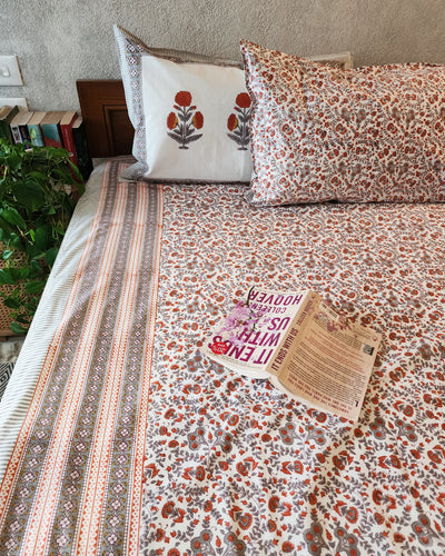 MARRIGOLD - Pure Cotton Hand Block Printed Double Bedsheet Thread Count 250