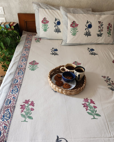 BOMBAY GARDENS -  Pure Cotton Jaipuri Cotton Double Bedsheet