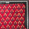 Pure Cotton Doby Dabu Red With Cream And Blue Flowers Motif Hand Block Print Fabric