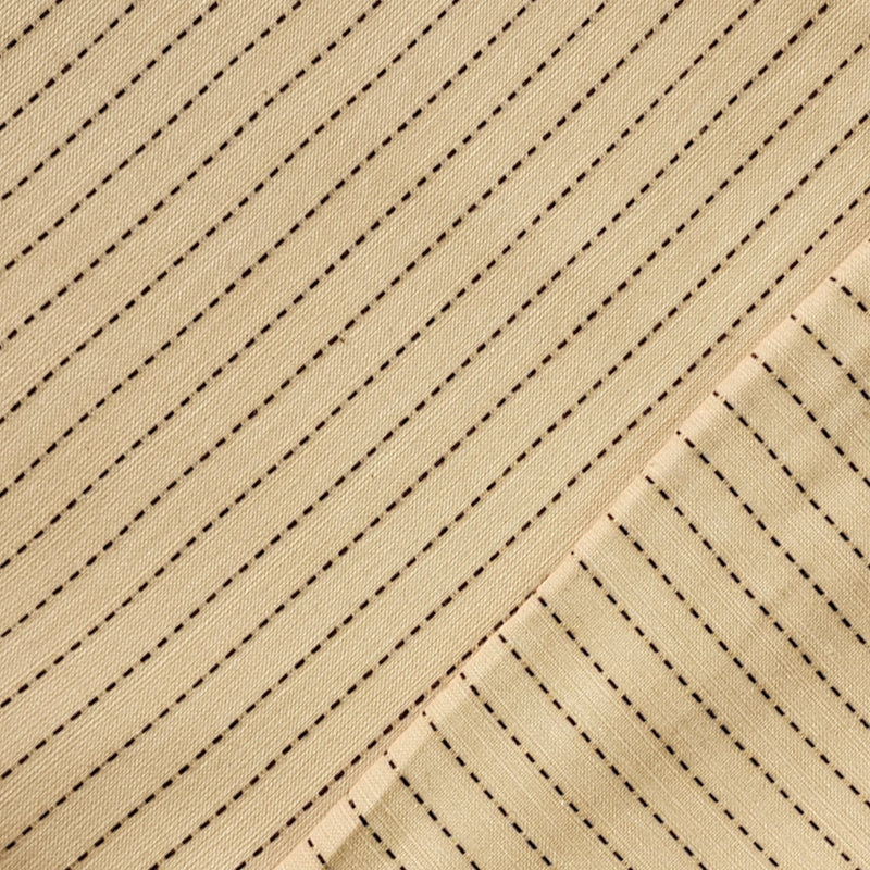 Pure Cotton Handloom Cream With Black Stripes Hand Woven Fabric