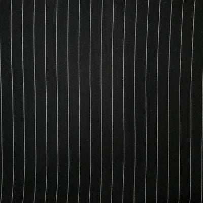 Pure Cotton Handloom Black With White Stripes Hand Woven Fabric