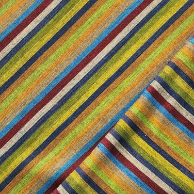 Pure Cotton Handloom Dark Shades Stripes Hand Woven Fabric