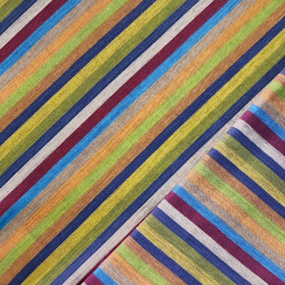 Pure Cotton Handloom Light Shades Of Stripes Hand Woven Fabric