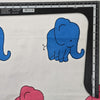 Pure Cotton Jaipuri White With Pink And Blue Baby Elephant Hand Block Print Fabric