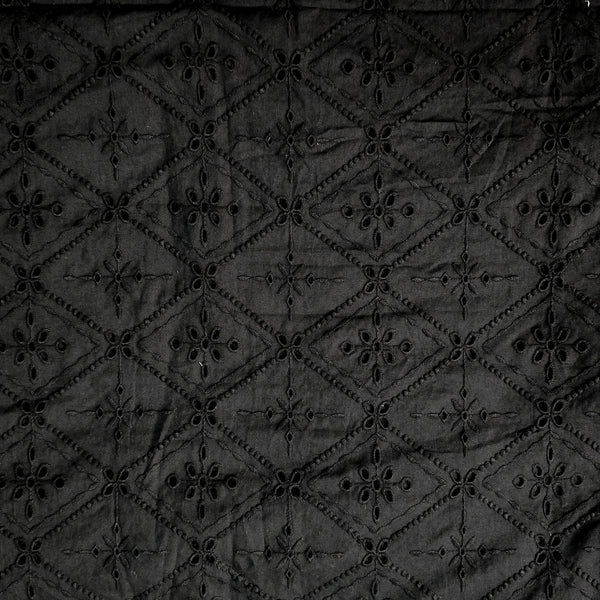 (Width 57 Inches)Pure Cotton Hakoba Black Hand Woven Fabric