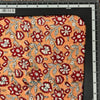 Pure Cotton Jaipuri Orange With Red Flower Hand Block Print Fabric