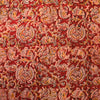 Pure Cotton Kalamkari Rust Red With Jungle Flower Jaal Hand Block Print Fabric