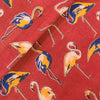 Pure Cotton Kalamkari Red With  Blue And Light Orange Greater Flamingo Hand Block Print Fabric
