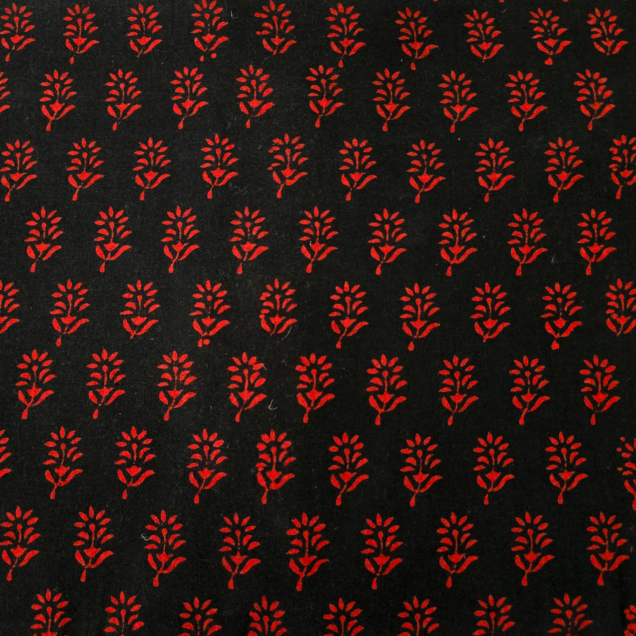 Pure Cotton Gamthi Black With Red Flower Hand Block Print Fabric ...