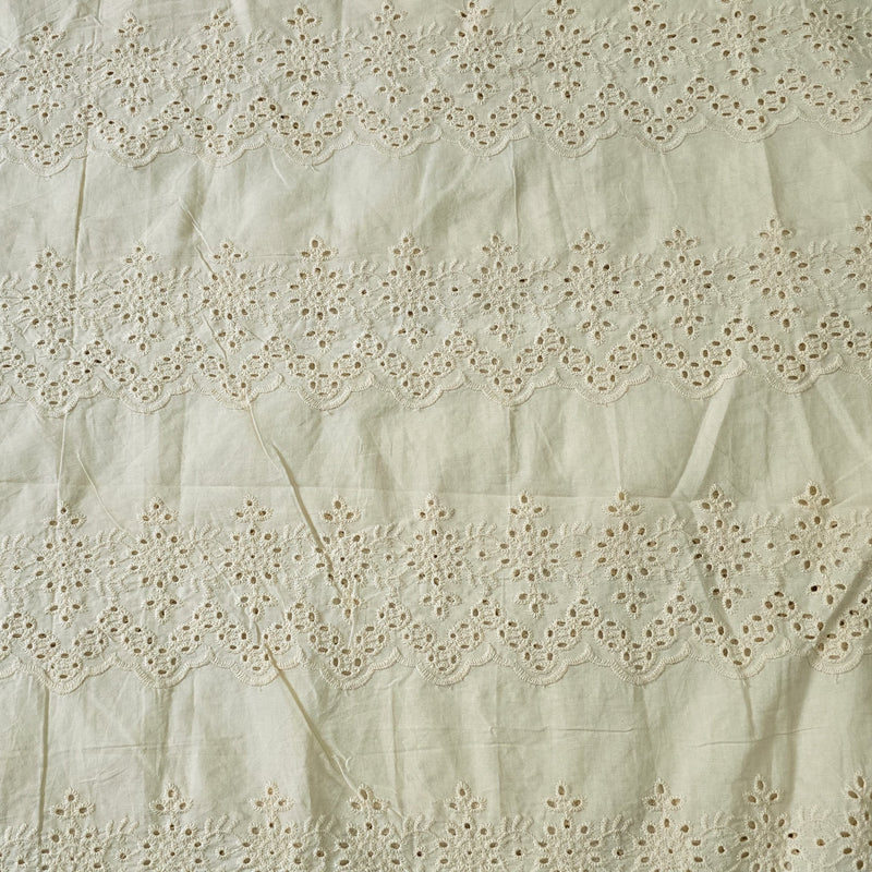 ( Width 60 Inches ) Pure Cotton Hakoba Cream With Border Fabric