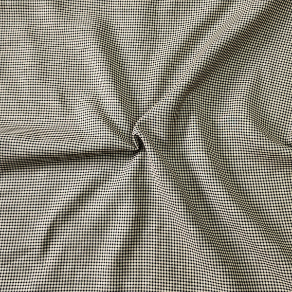 Handloom Modal Cotton Cream And Black Small Checks Fabric
