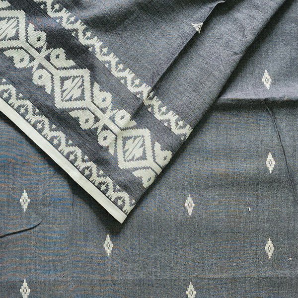 Grey - Godavari Jamdani Pan Zari Buti Handloom Cotton Fabric 19