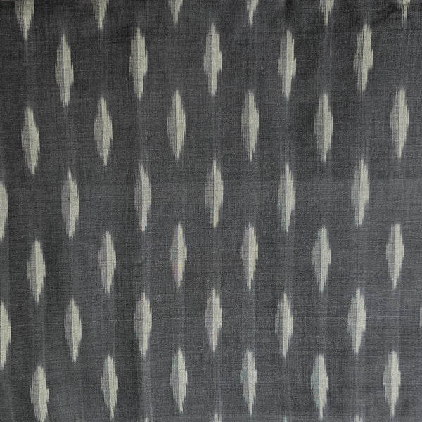 ( PRE-CUT 2.15 METER ) Pure Cotton Ikkat Grey With White Tiny Weaves Woven Fabric