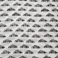 Pure Cotton Jaipuri White With Grey Car Hand Block Print Fabric