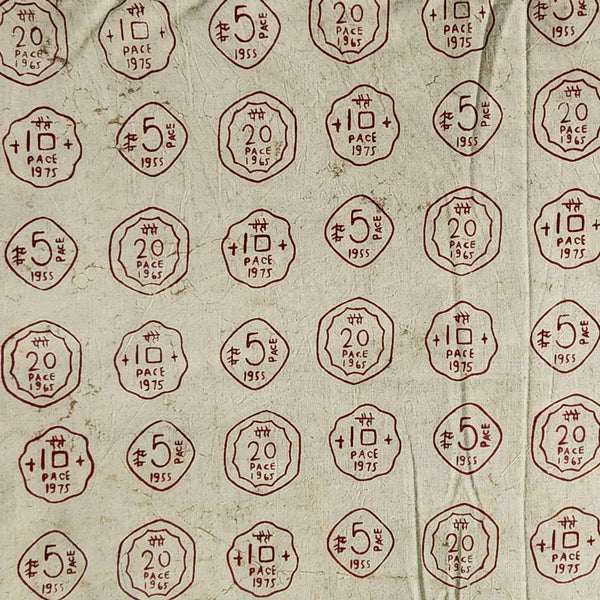Pure Cotton Dabu Cream With Coins Hand Block Print Fabric