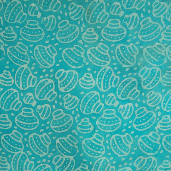 Pre-Cut 1.5 Meter Pure Cotton Dabu Light Blue With Matka Hand Block Print Fabric