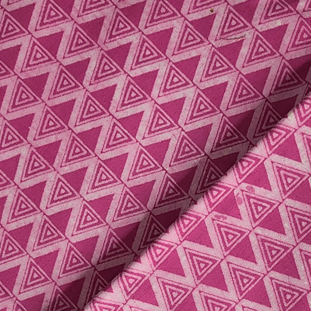 Pure Cotton Dabu Pink Triangle Geometry Hand Block Print Fabric – Sanskruti