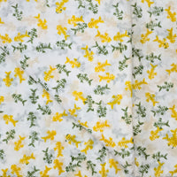 Pure Cotton Jaipuri White With Yellow And Green Fish Thorn Hand Block Print Fabric