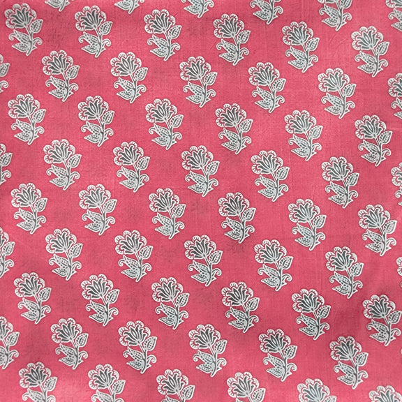 Solo Flower Motifs Screen Printed on Cotton Fabric