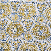 Pure Cotton Jaipuri White With Mehandi Green Intricate Flower Design Hand Block Print Fabric