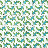 Pure Cotton Jaipuri White With Teal Blue And Green Fish Hand Block Print Fabric