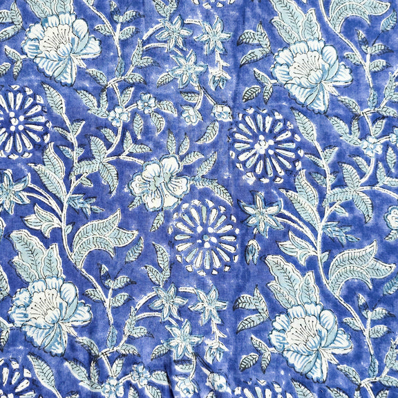 Blue - Jhiri Pure Handloom Cotton Fabric 09