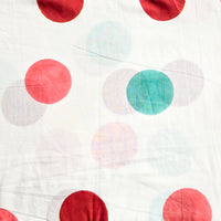 Pure Cotton Jaipuri White With Green Red And Dark Peach Polka Dots Hand Block Print Fabric